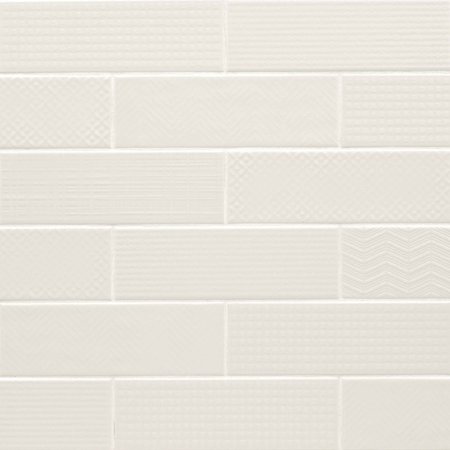 Msi Urbano Crema 3D Mix SAMPLE Glossy Glazed Ceramic White Textured Subway Tile ZOR-PT-0522-SAM